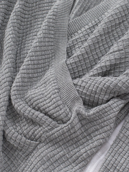 Khaki Reversible V-Neck Waffle Knit Sweater