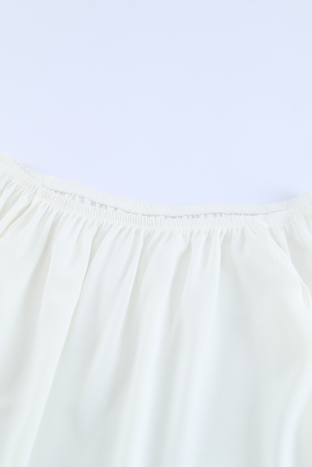 Elegant White Off Shoulder Top with Elastic Neckline