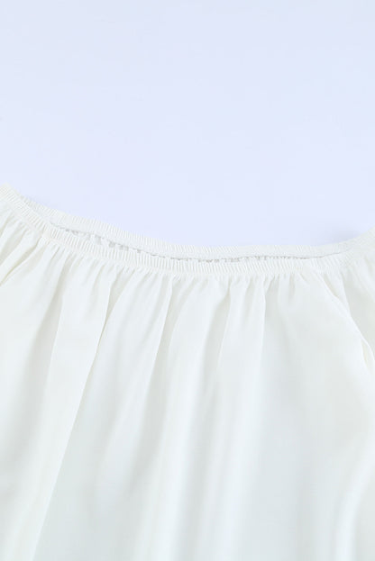 Elegant White Off Shoulder Top with Elastic Neckline