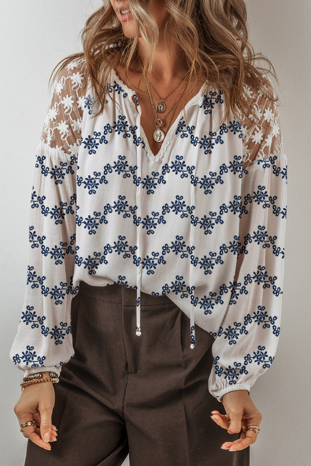 lace patchwork blouse