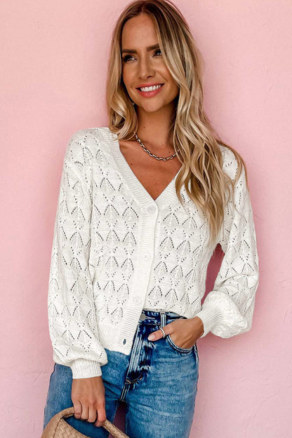 white crochet cardigan
