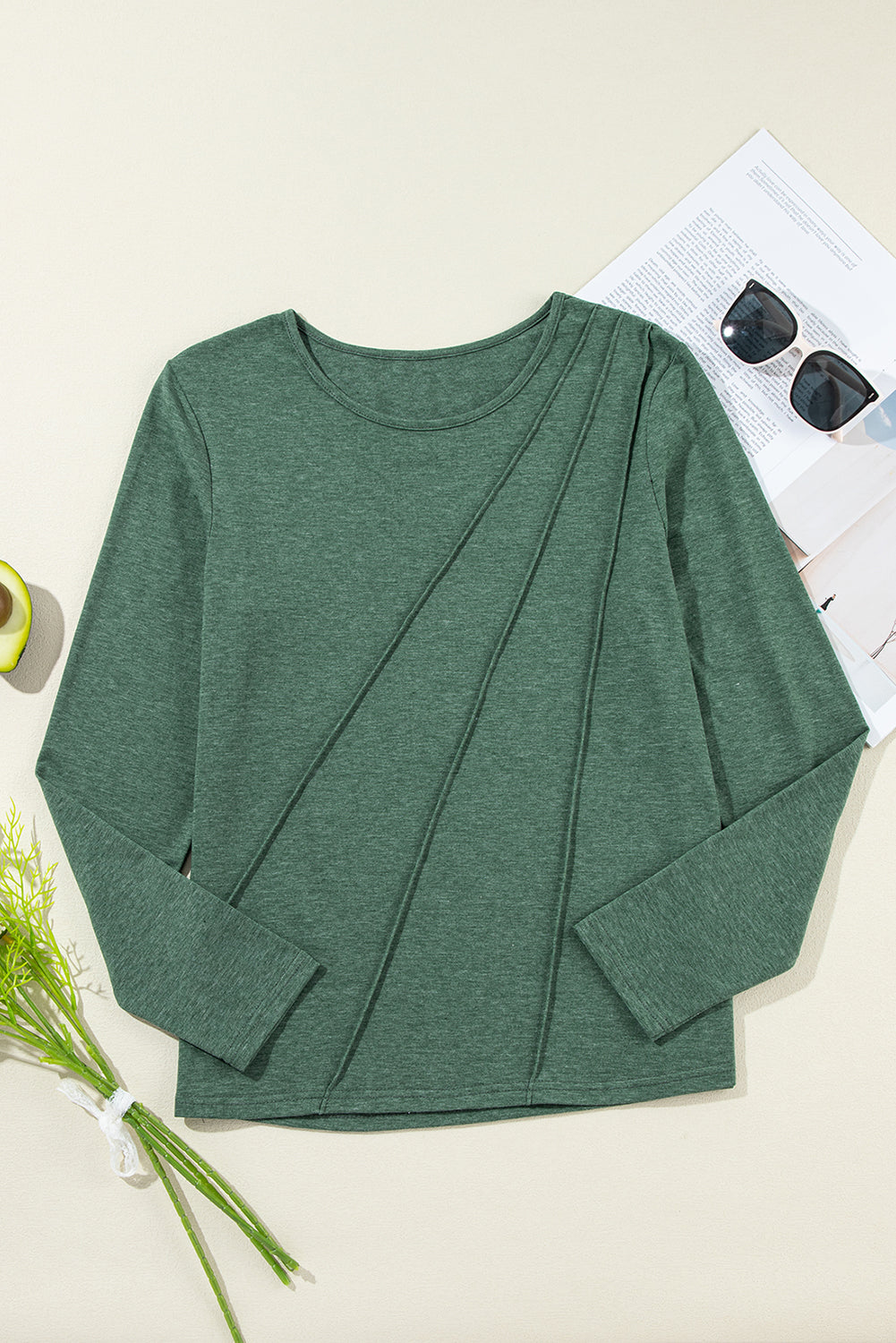 solid color long sleeve top