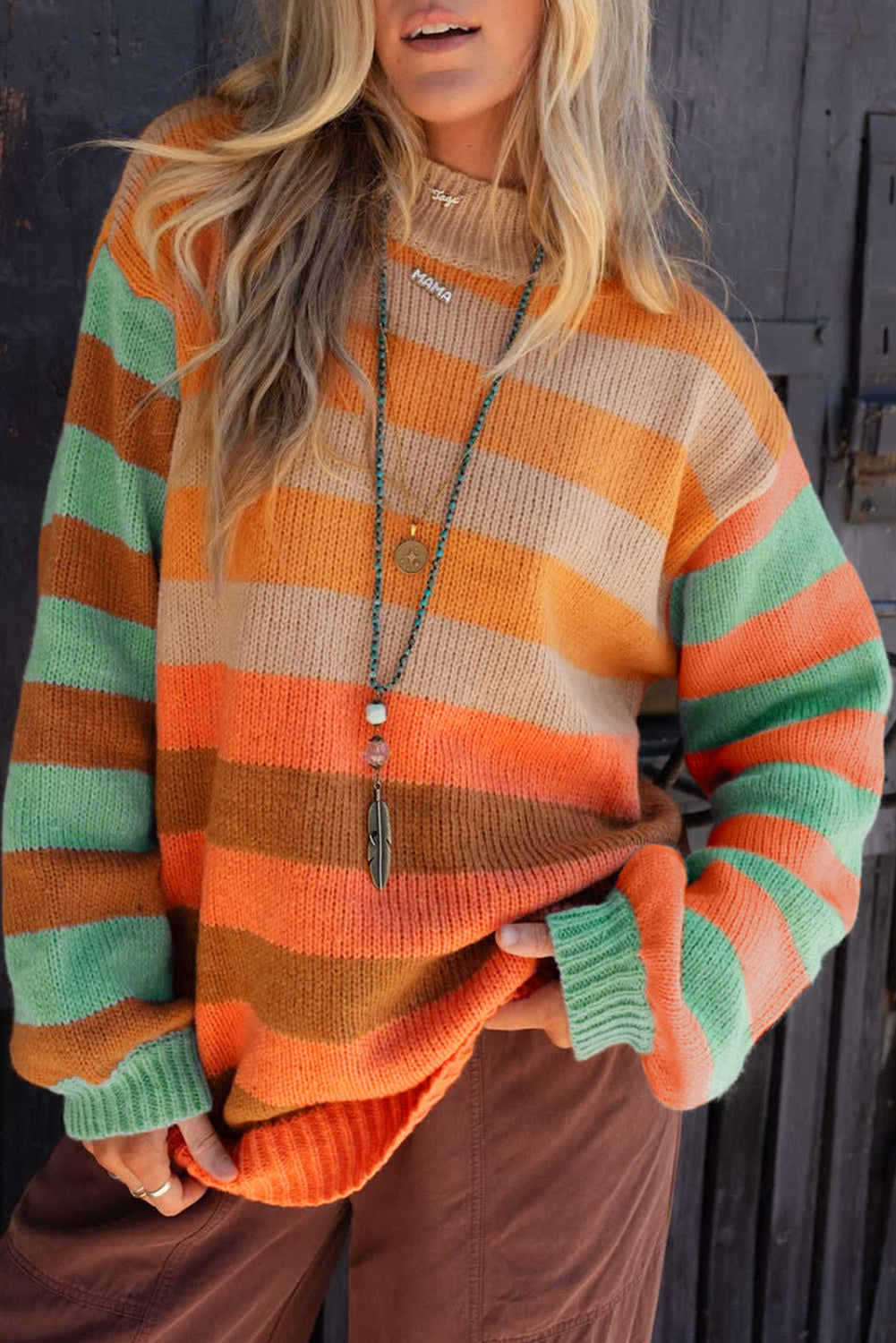 stripe color block sweater