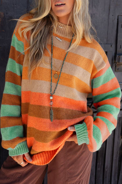 stripe color block sweater