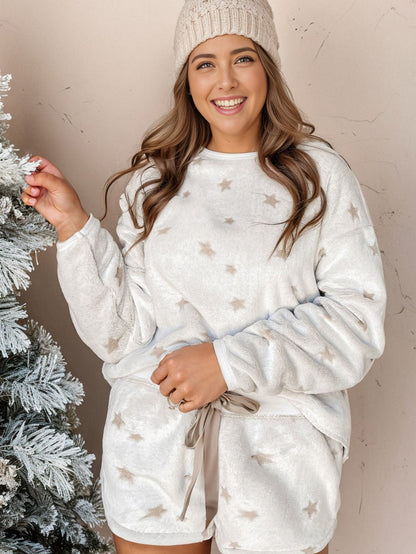 Cozy White Starry Plus Size Lounge Set