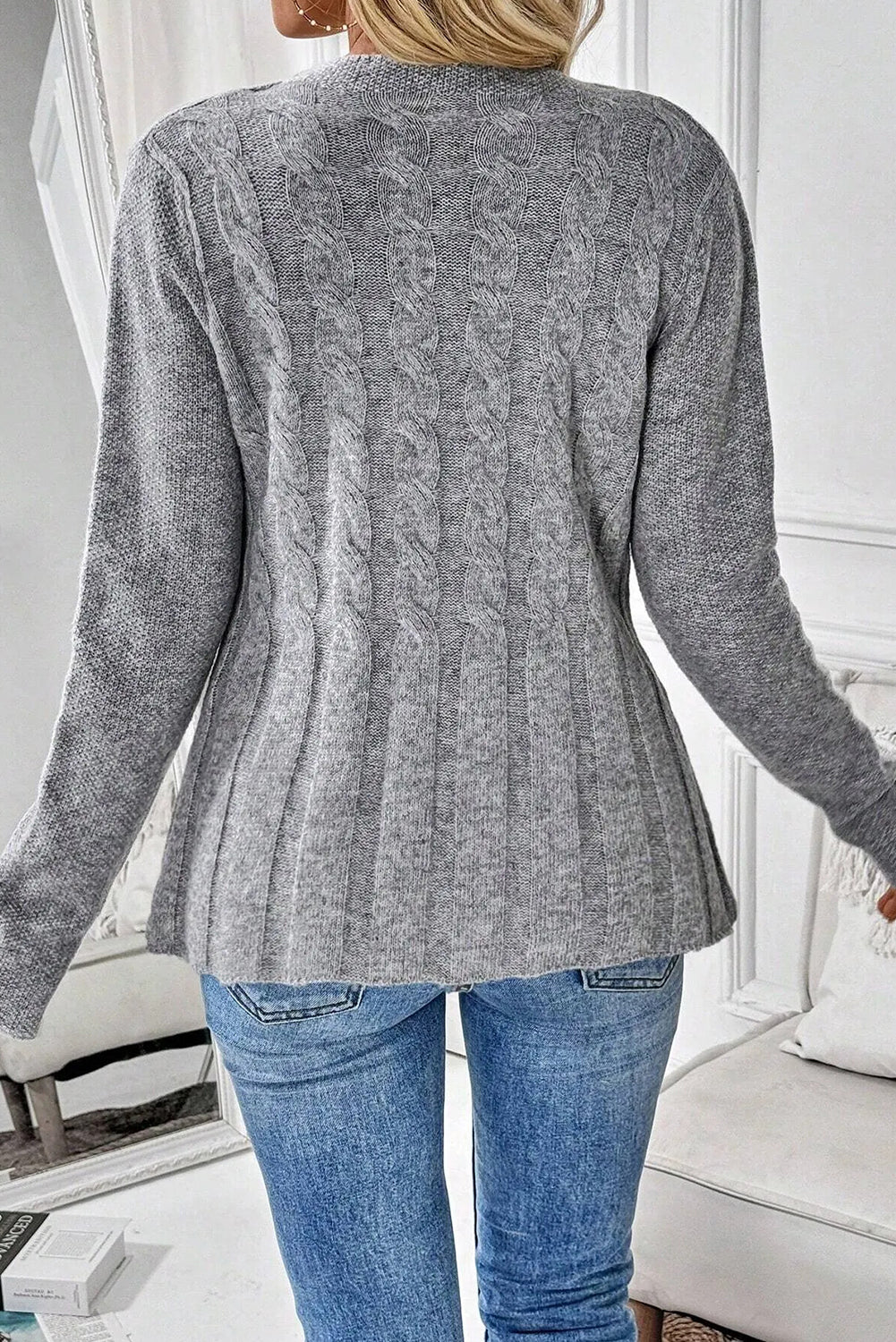 High-rise Cable Cardigan Sweater