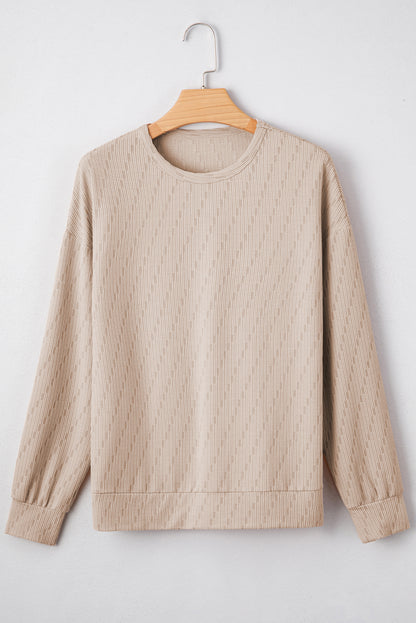 textured long sleeve top