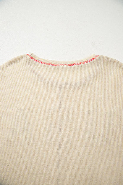 exposed seam long sleeve top