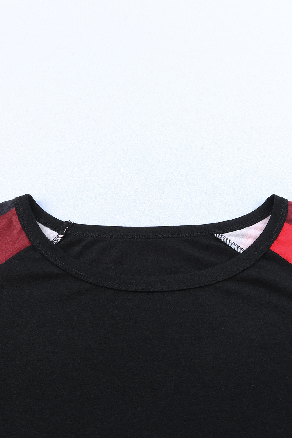 Elegant Black Off Shoulder Plaid & Leopard Long Sleeve Blouse