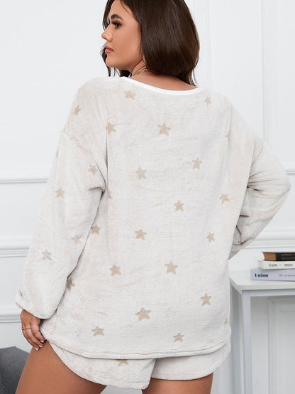 Cozy White Starry Plus Size Lounge Set