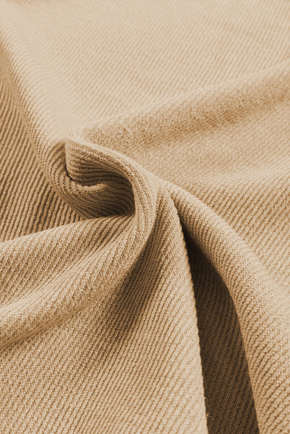 Gray Patchwork Puff Sleeve Crew Neck Top with Textured Detail