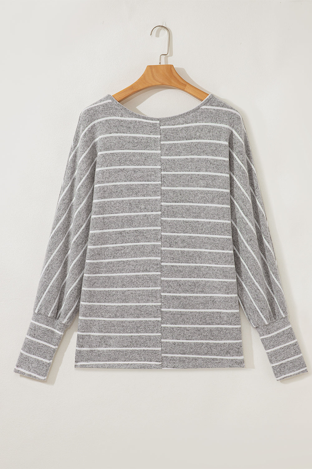 Gray Stripe Plus Size Pullover Knit Top
