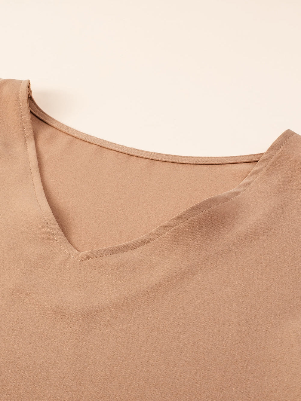 Elegant Smoke Gray Plus Size V Neck Blouse with Ruffled Batwing Sleeves