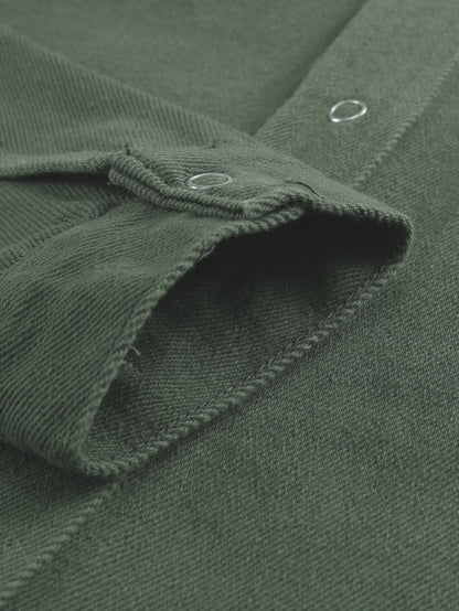 Green Distressed Cotton Shacket