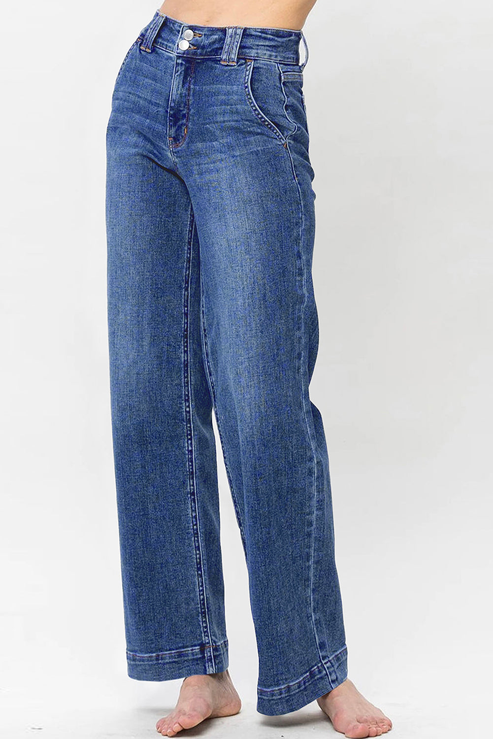 Ashleigh Blue Double Button Zip Fly Straight Leg Jeans