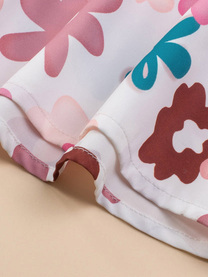 Floral Print Smocked Off Shoulder Plus Size Midi Dress in White