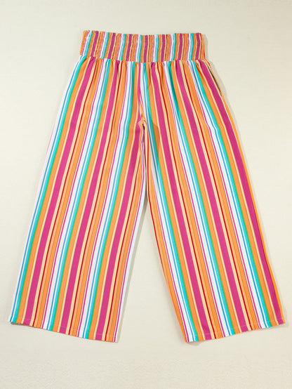 Boho Chic Orange Stripe Wide Leg Plus Size Pants