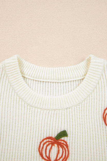 pumpkin embroidered sweater