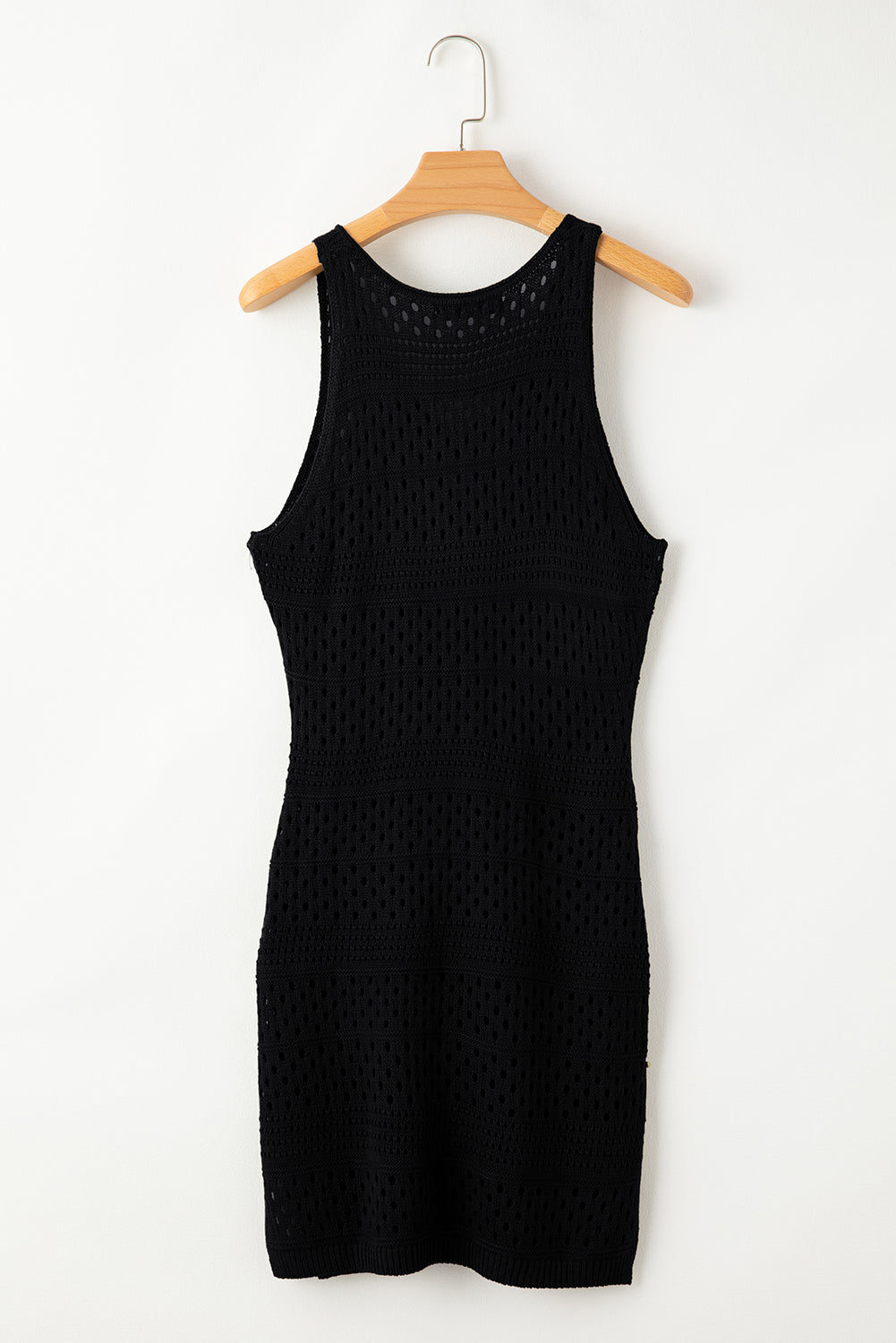 Sultry Black Crochet Beach Dress with Chic Slits