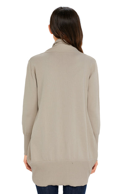 Khaki Cozy Open Front Longline Cardigan