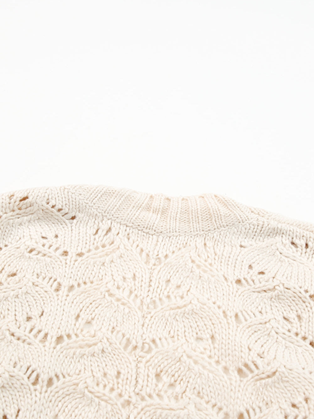 Beige Plus Size Textured Knit Open Ribbed Trim Cardigan