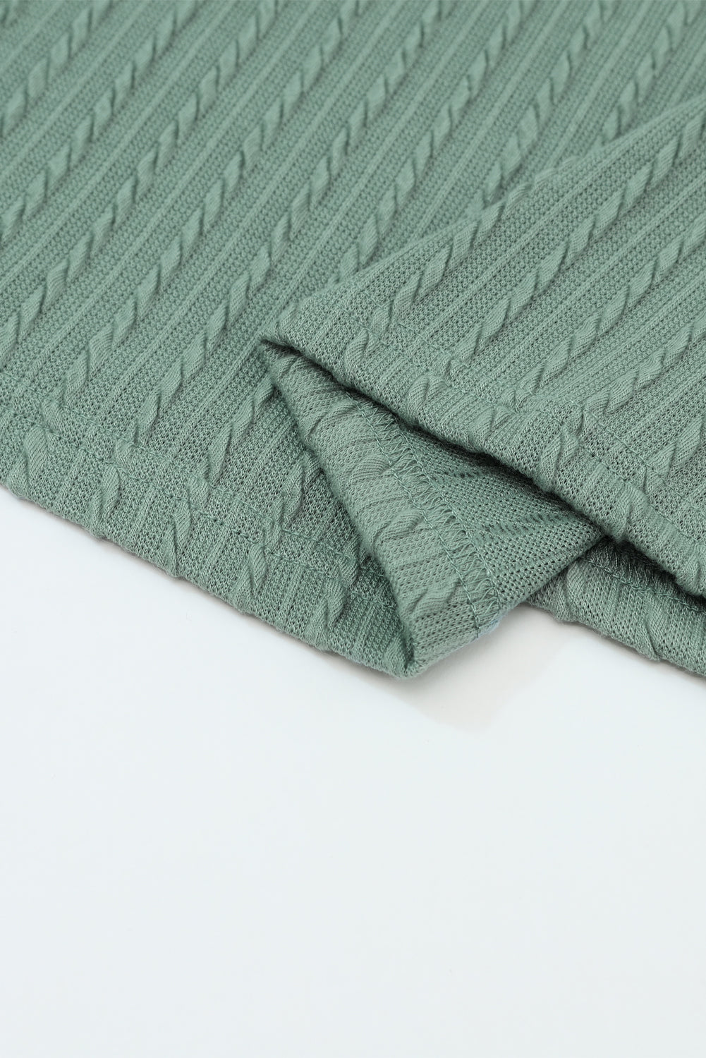 Elegant Green Ribbed Knit Top with Long Sleeves