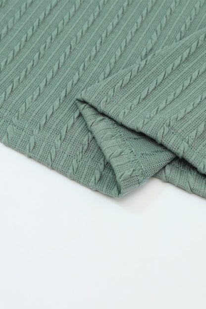 Elegant Green Ribbed Knit Top with Long Sleeves