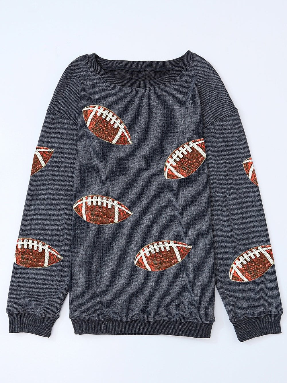 Gray Corduroy Sequin Rugby Shift Sweatshirt