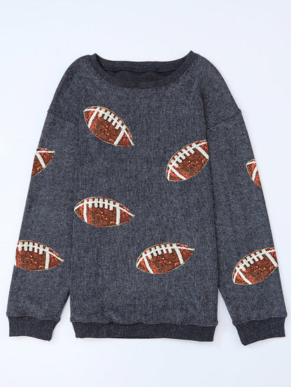 Gray Corduroy Sequin Rugby Shift Sweatshirt