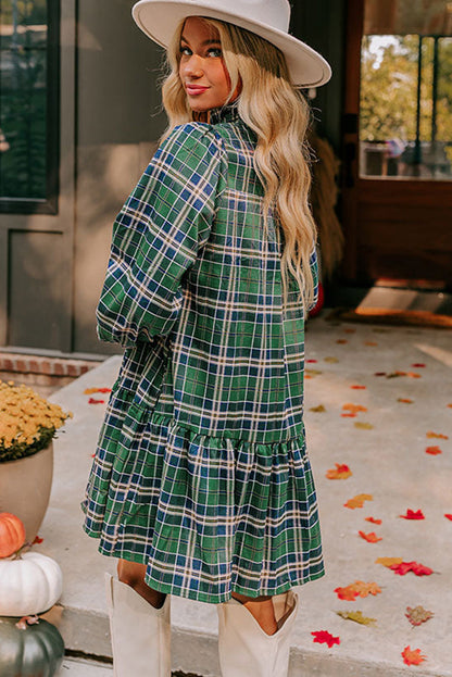 green plaid mini dress