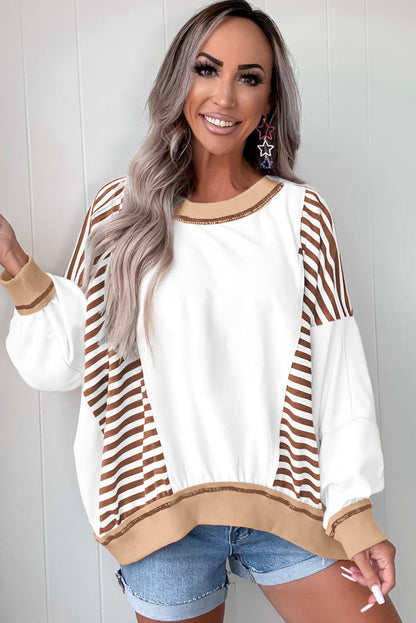 stripe patchwork sweatshirt