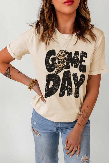 Khaki Football Season Game Day Graphic Tee