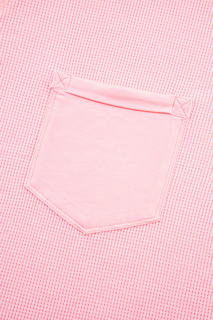 Pink Plus Size Ribbed Exposed Seam Tee and Shorts Set