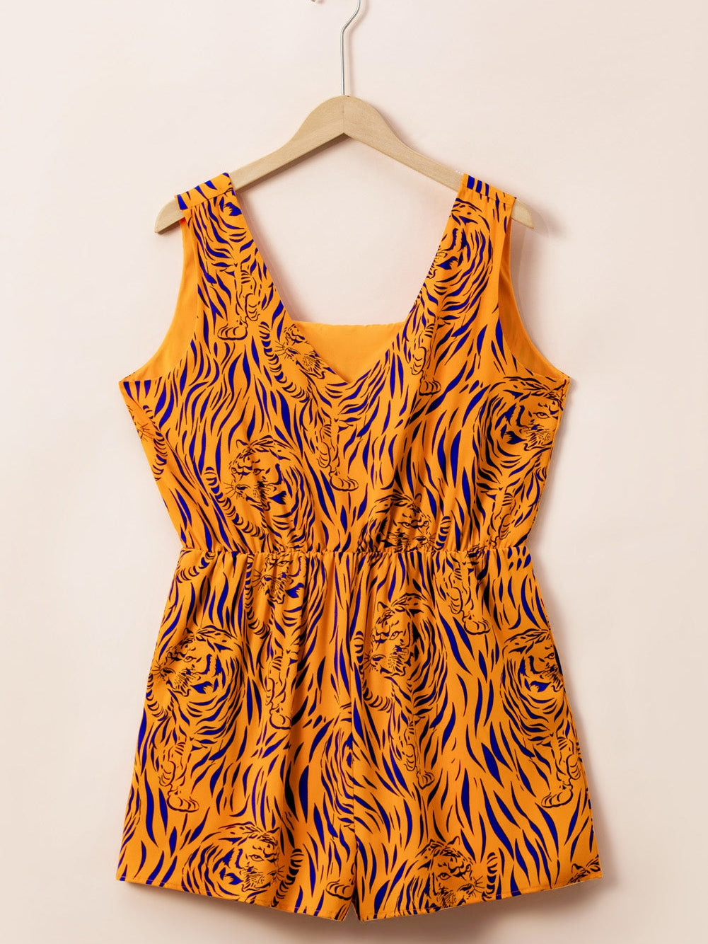 Sunny Plus Size Tiger Stripe V Neck Sleeveless Romper