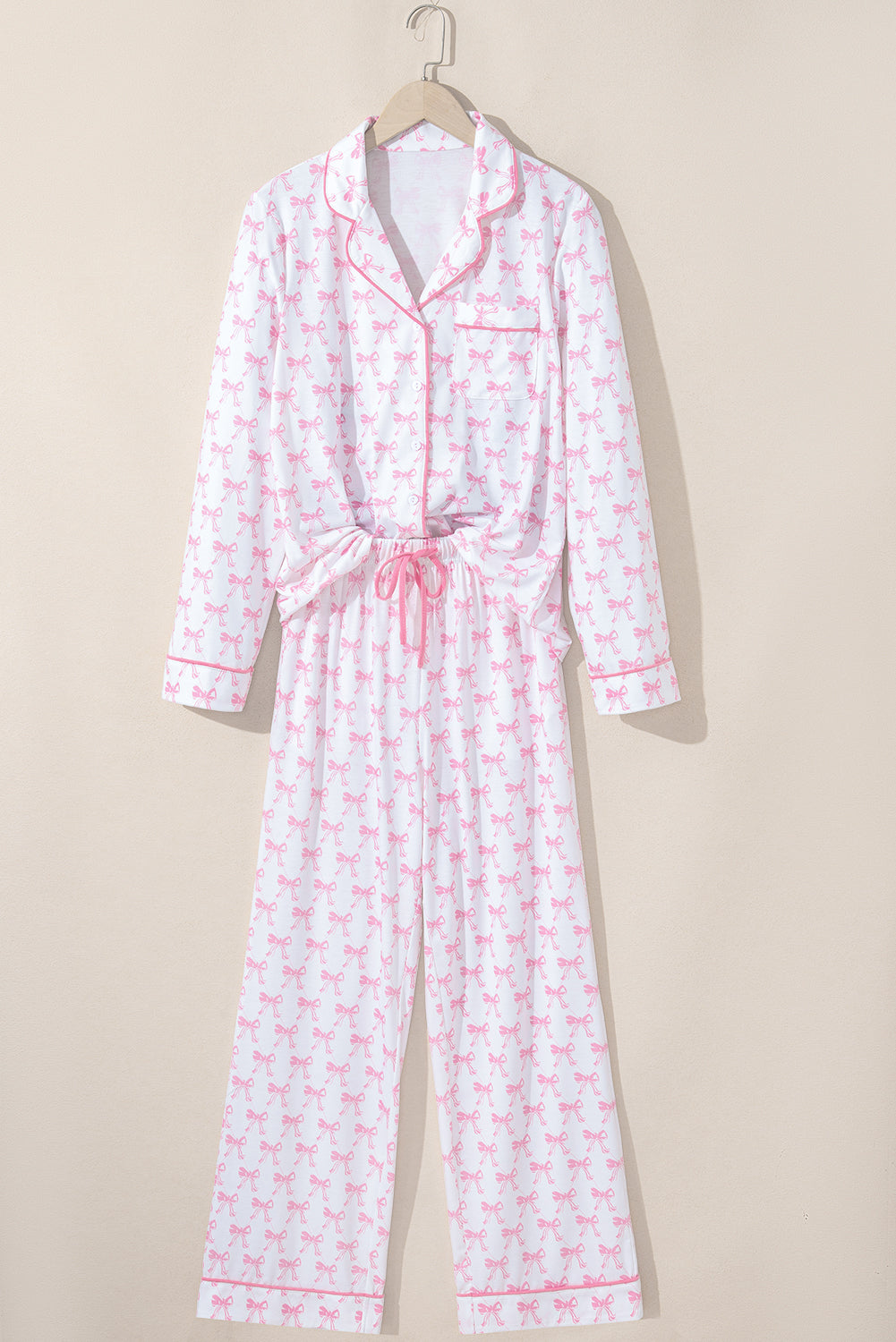 bow print pajama set