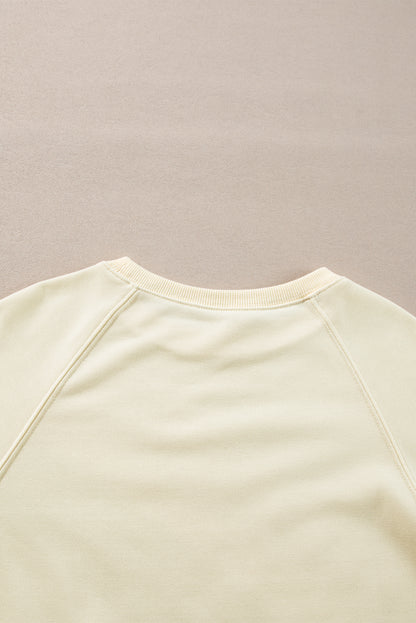 Apricot Rainbow Colorblock Striped Pullover Sweatshirt