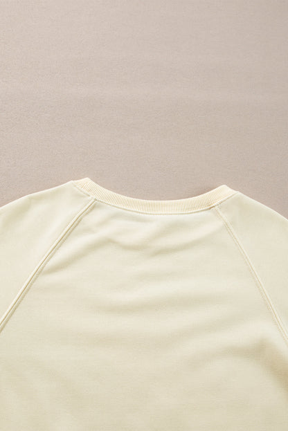 Apricot Rainbow Colorblock Striped Pullover Sweatshirt
