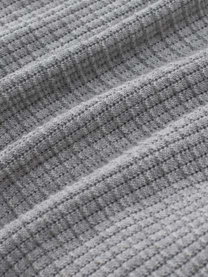 Khaki Reversible V-Neck Waffle Knit Sweater