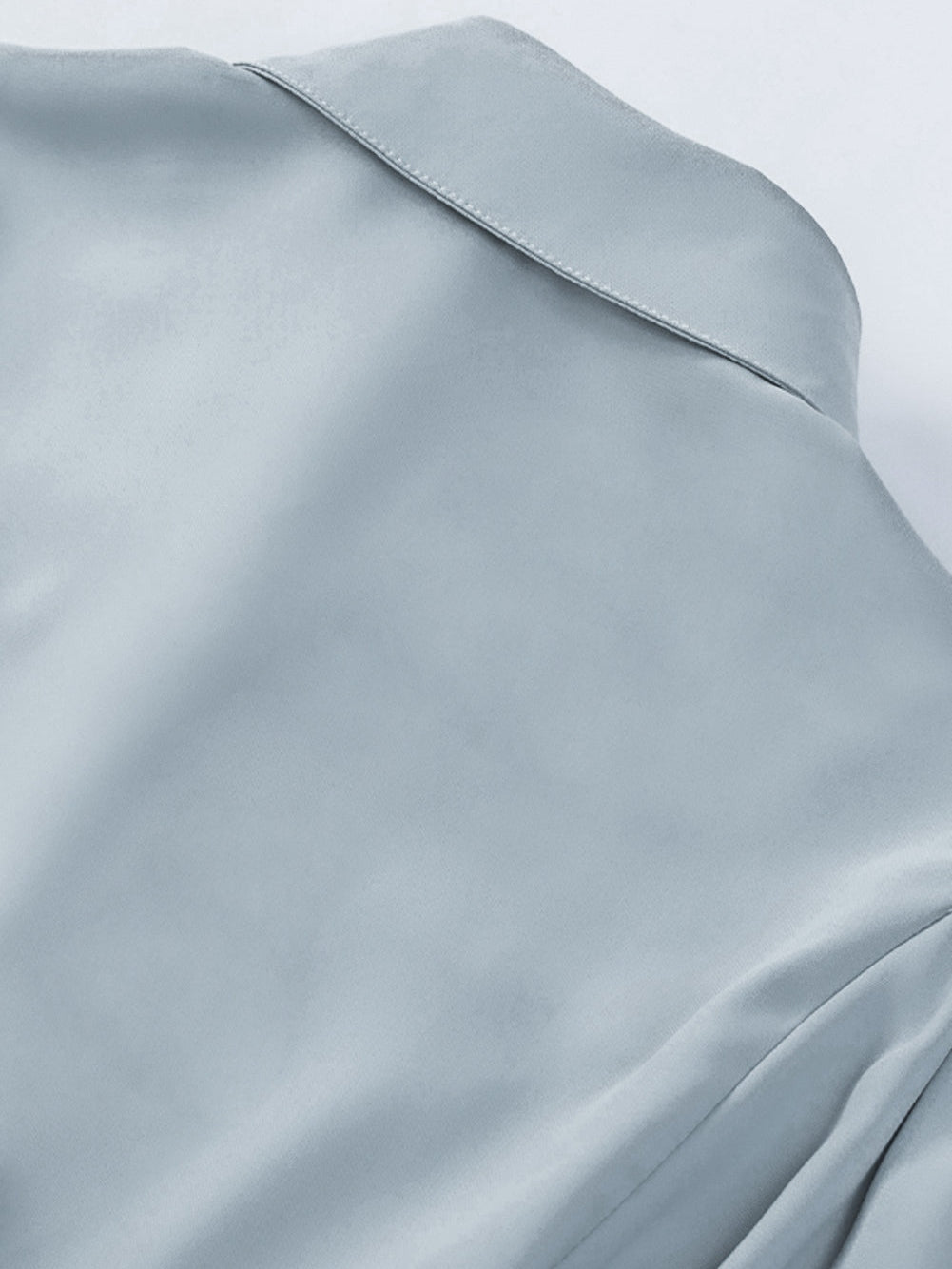 Elegant Sky Blue Puff Sleeve Polyester Blouse