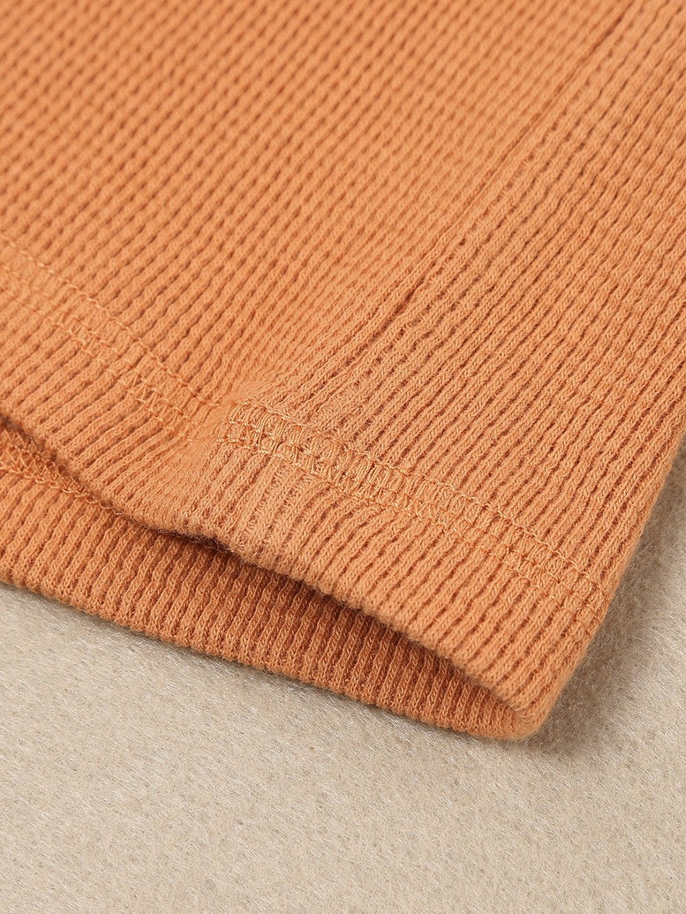 Elegant Black Waffle Knit Henley Top