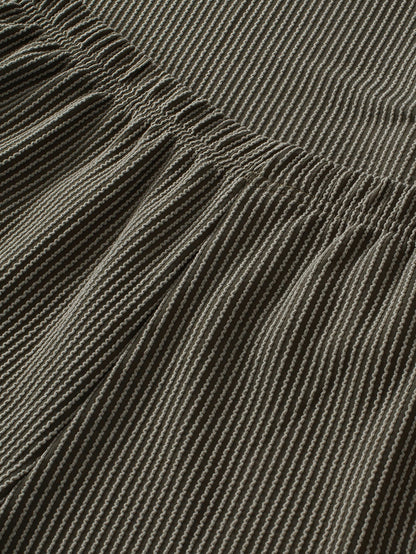 Moss Green Plus Size Rib Knit Short Sleeve Top and Shorts Set