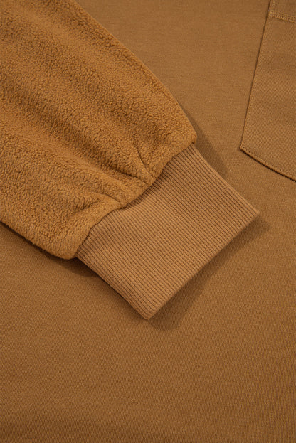 mix texture patchwork sweatshirt