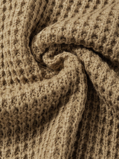 Elegant Light Beige Batwing Sleeve High Neck Knit Sweater for Women