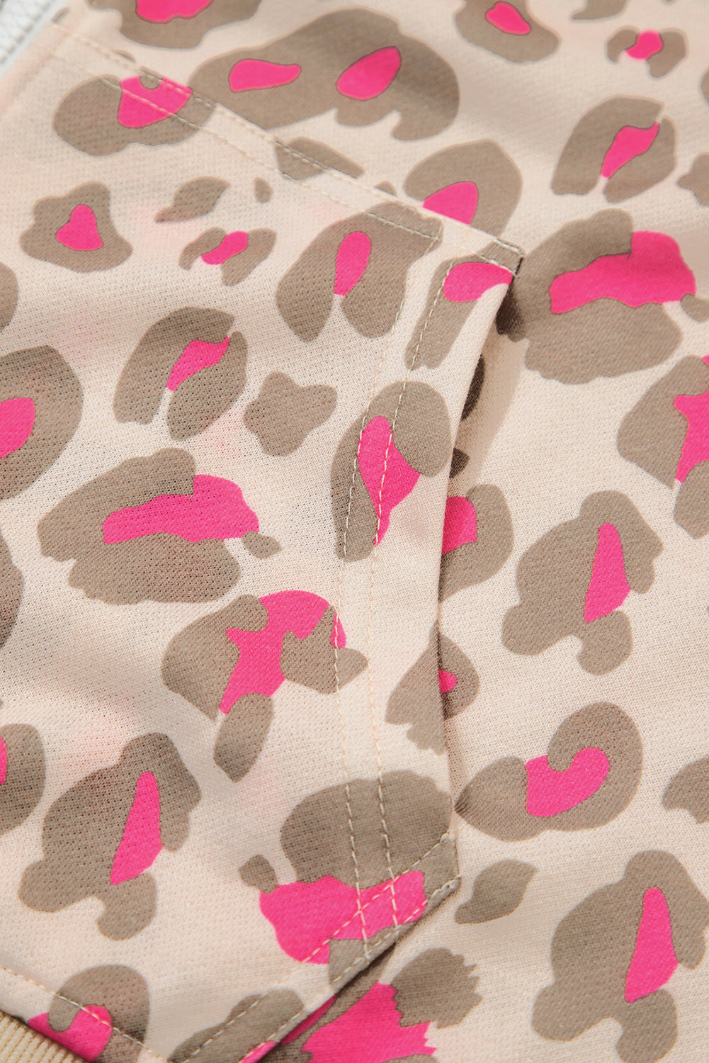 Rose Leopard Print Zip-up Hooded Sweatshirt