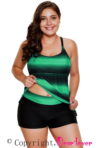 Green Strappy Cut-Out Back Tankini Set