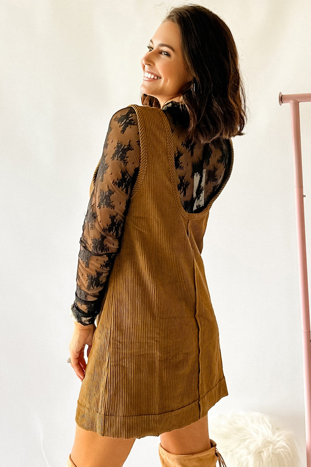 sleeveless corduroy dress