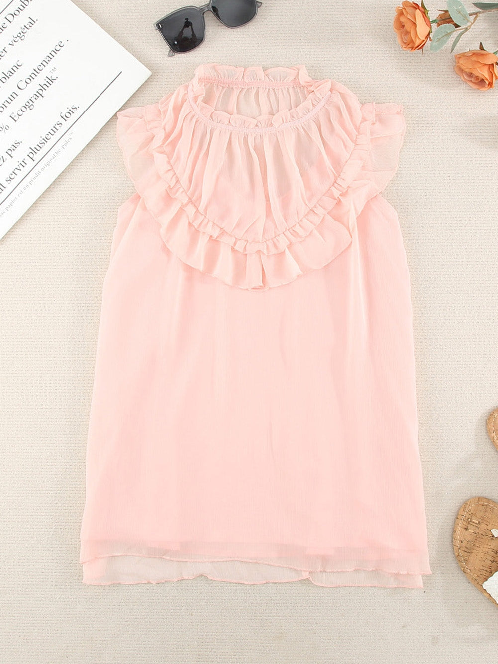 Elegant Ruffle Chiffon Tank Top