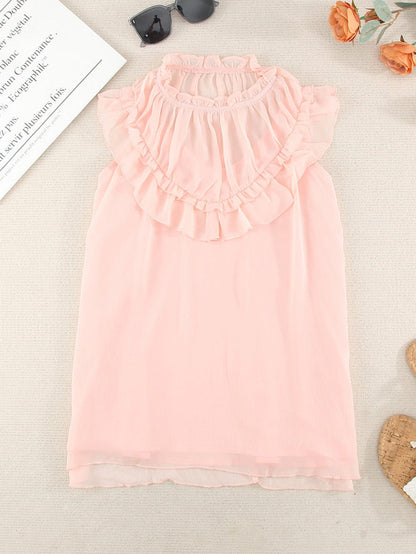 Elegant Ruffle Chiffon Tank Top