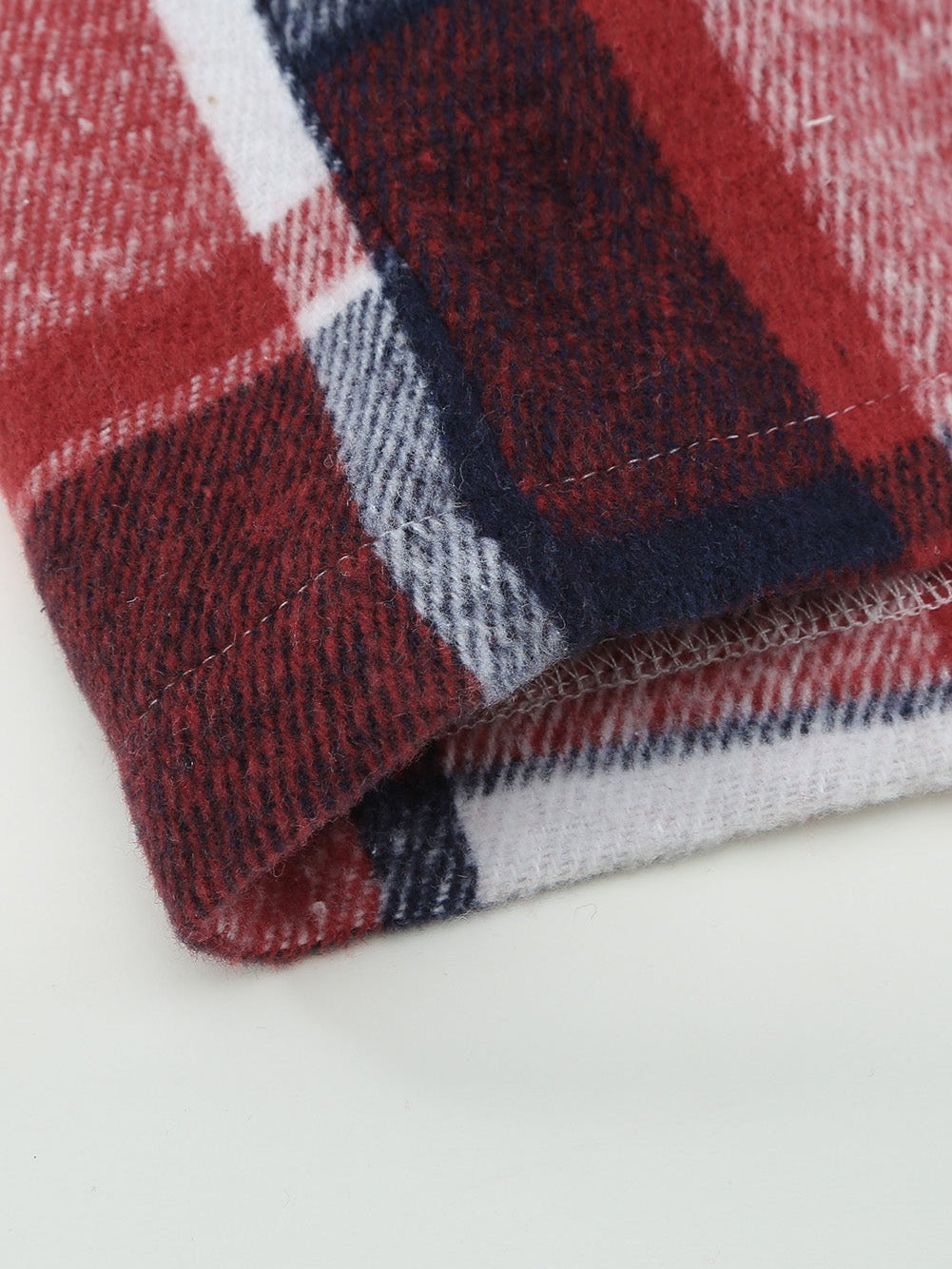 Fiery Orange Plaid Print Button-Up Shirt Jacket