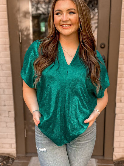 Glimmering Skobeloff V Neck Plus Size T-Shirt